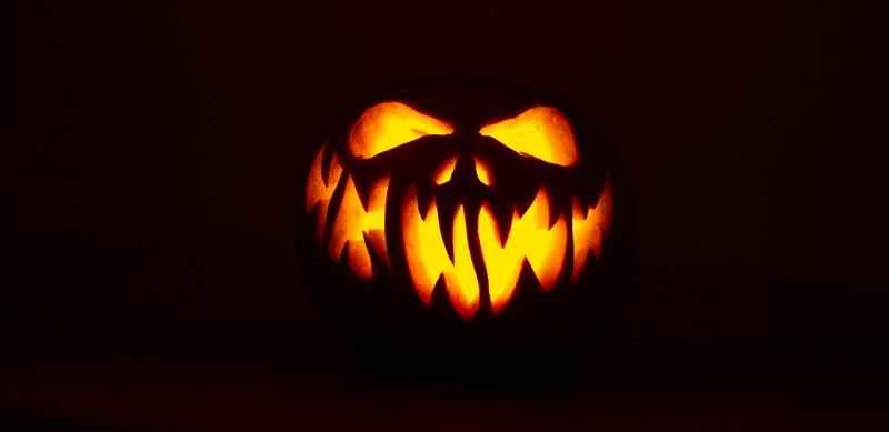 Jack-o-lantern leers at viewer